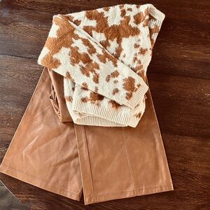 Bagatelle Collection brown wide leg pleather Pants